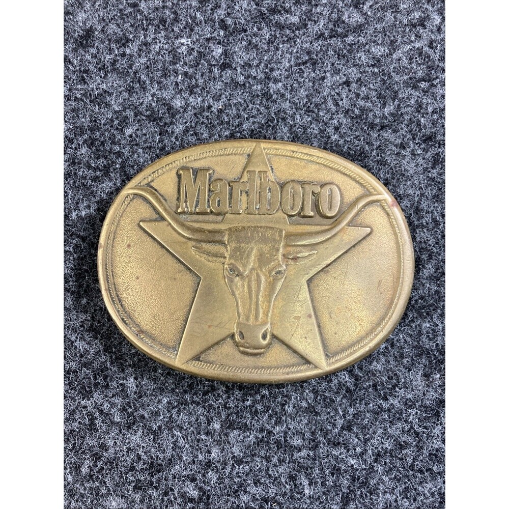 1987 Marlboro Belt Buckle - Solid Brass - Philip Morris Inc